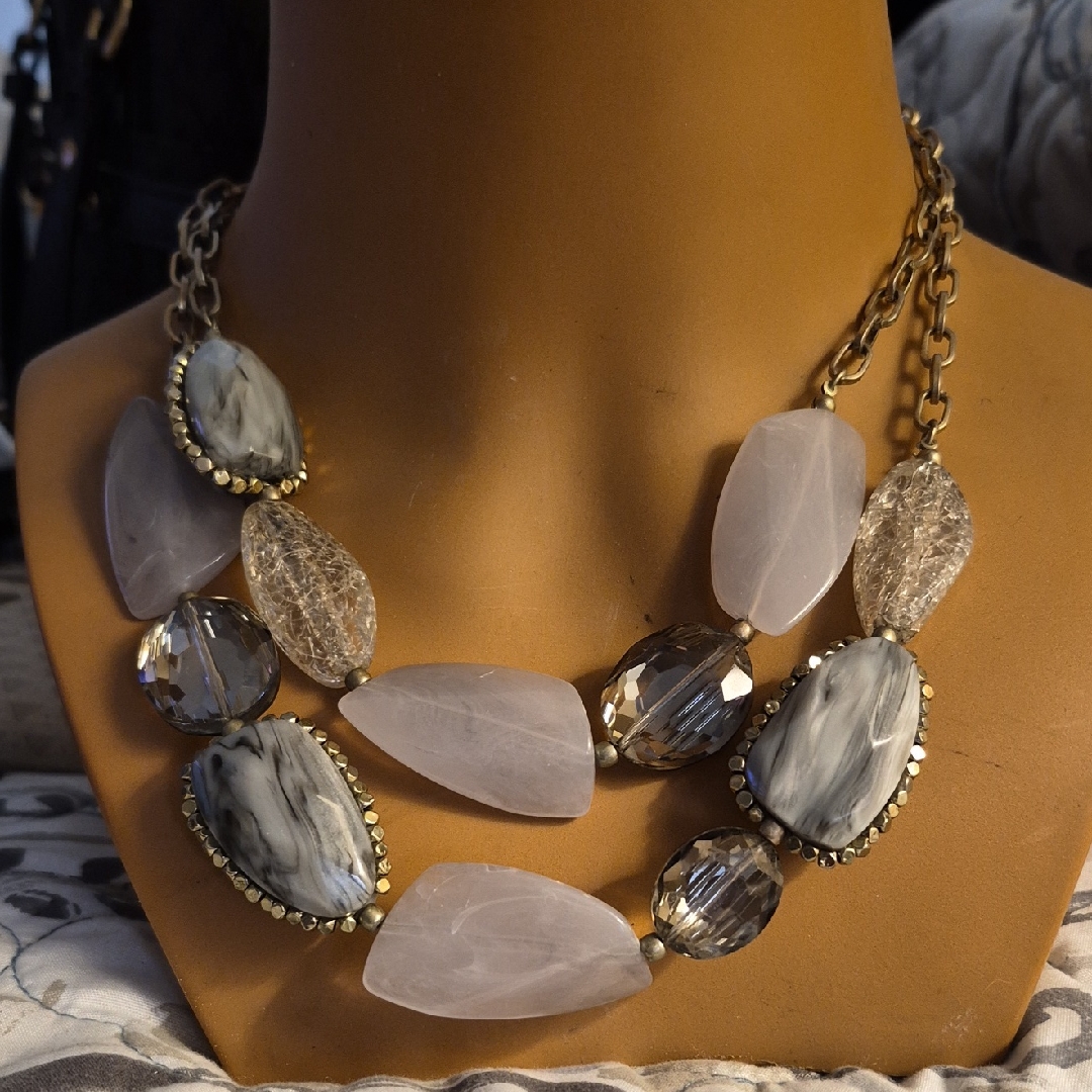 Vintage Lydell Nyc Crystal Gem Chunky Goldtone Chain Link Statement Necklace
